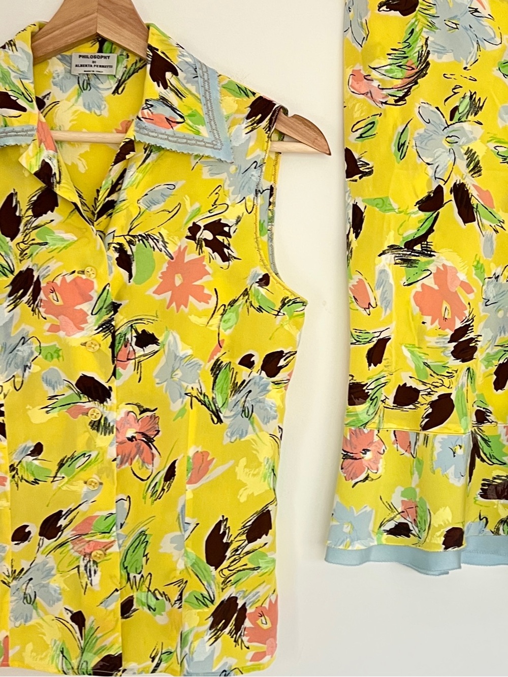 VTG Philosophy Alberta Ferretti coord set-top & slip skirt sz4 floral 100%silk